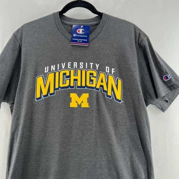 Michigan Wolverines Champion T-Shirt Men Sz L Short Sleeve Athletic Stretch Gray - Picture 3 of 9